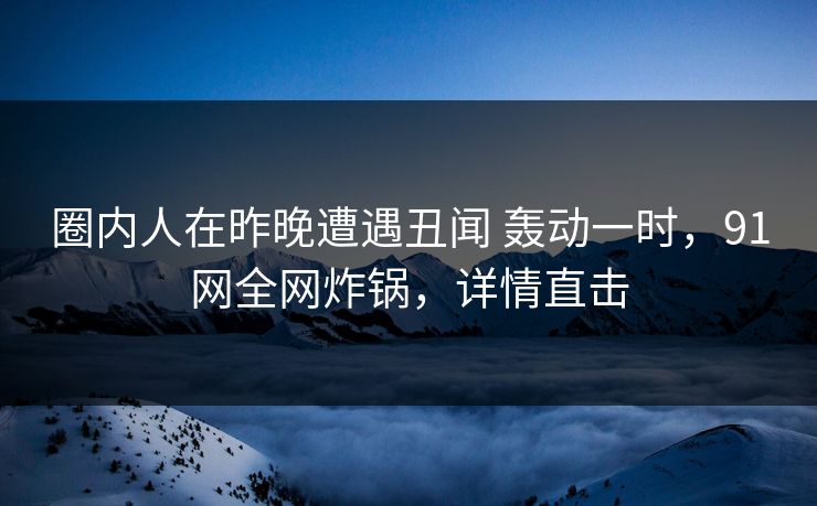 圈内人在昨晚遭遇丑闻 轰动一时，91网全网炸锅，详情直击