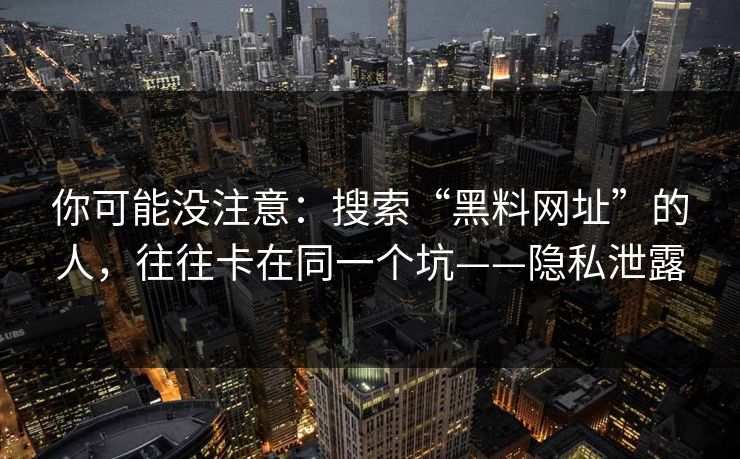 你可能没注意：搜索“黑料网址”的人，往往卡在同一个坑——隐私泄露