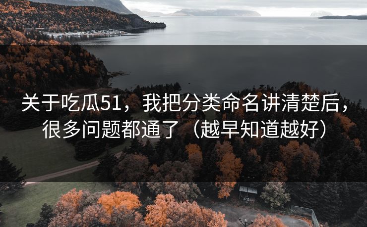 关于吃瓜51，我把分类命名讲清楚后，很多问题都通了（越早知道越好）