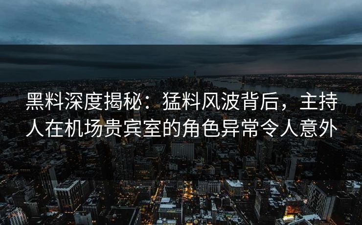 黑料深度揭秘:猛料风波背后,主持人在机场贵宾室的角色异常令人意外 黑料深度揭秘:猛料风波背后,主持人在机场贵宾室的角色异常令人意外