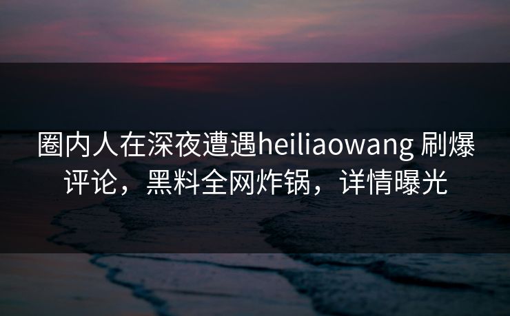 圈内人在深夜遭遇heiliaowang 刷爆评论，黑料全网炸锅，详情曝光